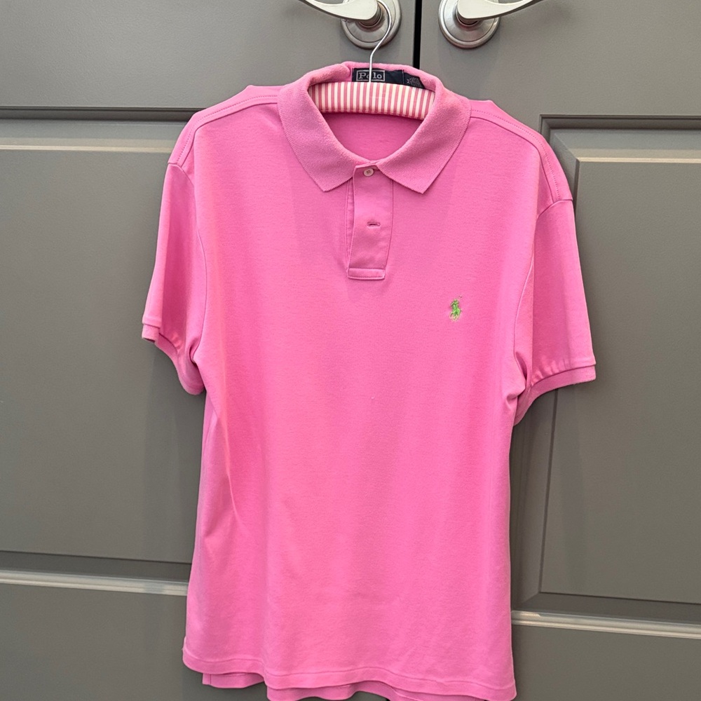 Ralph Lauren Pink Polo with Striped Collar